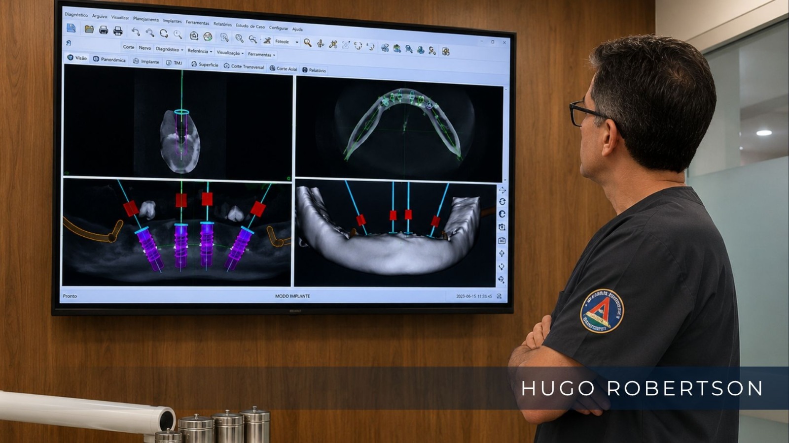 Cirurgia guiada para implante dentário com planejamento digital no computador